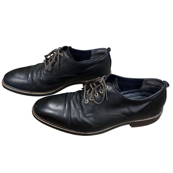 Cole Haan Men\'s 10 M Watson Black Leather Cap Toe Oxfords Derby Dress Shoe